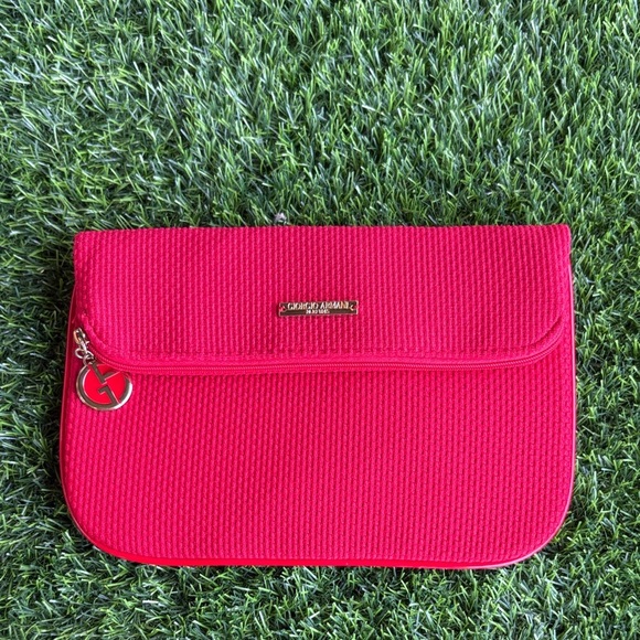 GIORGIO ARMANI Parfums Luxury Designer Red Cosmetic Makeup Travel Bag Storage - Picture 1 of 5